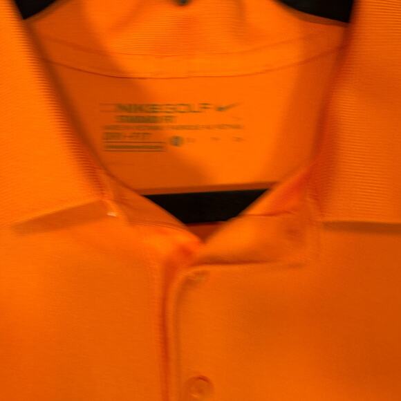 Nike Shirt Mens Small Orange Short Sleeve Outdoors Golf Stretch Logo Swoosh - Picture 4 of 8